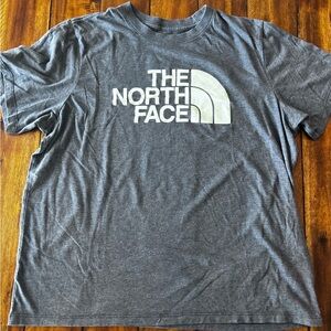 The North Face Charcoal Gray Logo Tee with White Print